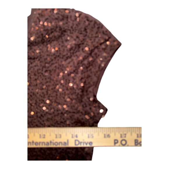 *NWT* INC International Concepts Brown Double Espresso Sequin Short Sleeve Top S - Picture 10 of 10